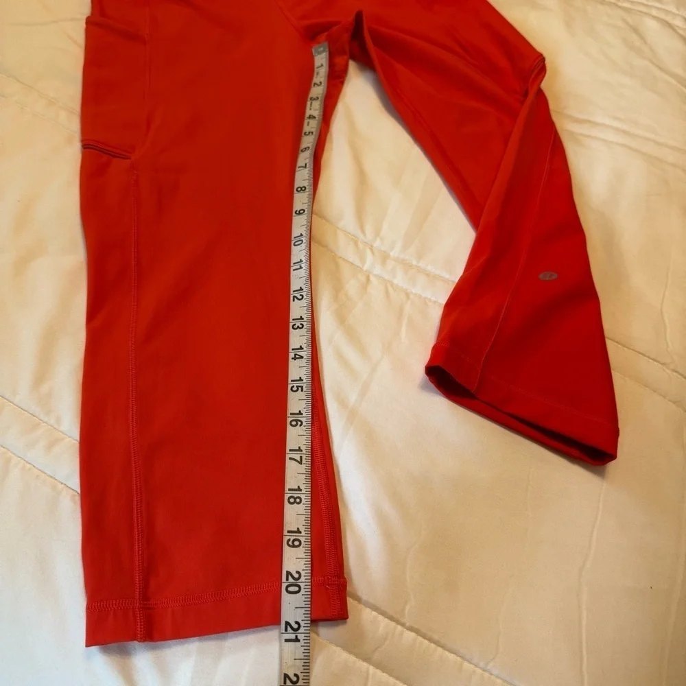 Lululemon Crop With Pockets Orange Women’s Leggings Sz 8 Yoga Pilates Casual - Picture 10 of 11